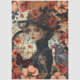 田舎風の花柄の乙女なファンタジーアートコラージュデコパージュ 薄葉紙