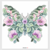 田舎風の花柄デザイン蝶 シール (シート)