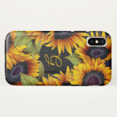 田舎風の花柄 サンフラワー 黄色い納屋の木のモノグラム Case-Mate iPhoneケース (裏面(横))