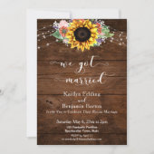 田舎風の茶色の木のひまわりライト 私たち結婚しました 招待状