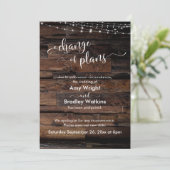 田舎風の計画変更　延期された結婚式のカード 招待状 (スタンド正面)