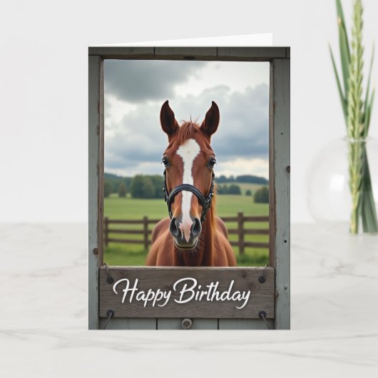 田舎風の誕生日馬カード カード (正面)
