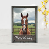 田舎風の誕生日馬カード カード (黄色い花)