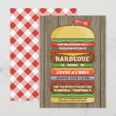 田舎風の重ねハンバーガーエンゲージメントパーティーBBQ 2 招待状 (正面/裏面)