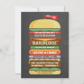 田舎風の重ねハンバーガー ハウスウォーミング BBQ 招待状 (正面)