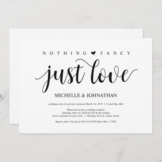 田舎風の隠遁結婚式　受付招待状 招待状 (正面/裏面)