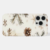 田舎風の雪の結晶と松かさ iPhoneケース (裏面横)