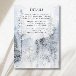 田舎風の靄のかかった雪の森の山の結婚式の詳細 エンクロージャーカード