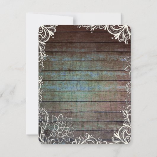 田舎風の青い納屋の木レース 招待状 (正面)