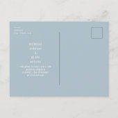 田舎風の青みがかった葉っぱの結婚式のSave the Date ポストカード (裏面)