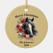 田舎風の馬のクリスマスフォトオーナメント セラミックオーナメント (正面)
