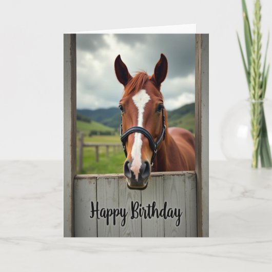 田舎風の馬の誕生日カード カード (正面)