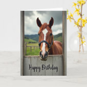 田舎風の馬の誕生日カード カード (黄色い花)