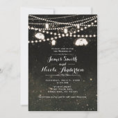 田舎風の黒い夜空のメイソンジャー照明 ウェディング 招待状 (正面)