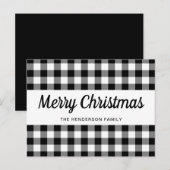 田舎風の黒と白のチェック柄 メリークリスマス ポストカード (正面/裏面)
