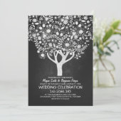 田舎風の黒板の木の結婚式の誘い 招待状 (スタンド正面)