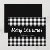 田舎風の黒白ギンガムチェック メリークリスマス ポストカード (正面/裏面)
