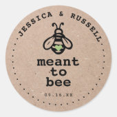 田舎風の「Meant To Bee」ウェディング ラウンドシール (正面)