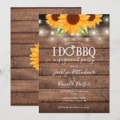 田舎風のBBQで「I Do」サンフラワーストリングライト 結婚記念 招待状 (正面/裏面)