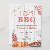 田舎風のBBQチェック柄のエンゲージメントパーティー 招待状 (正面)