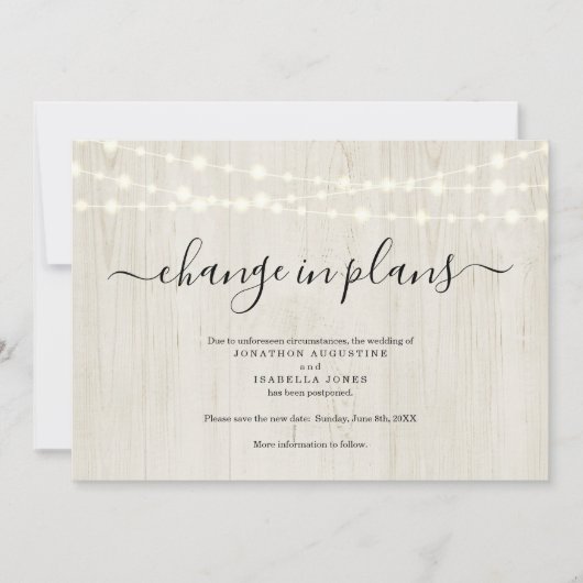 田舎風ウェディング延期のお知らせ 招待状 (正面)