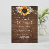 田舎風ウッドひまわり　食べて飲んで結婚しよう 招待状 (スタンド正面)