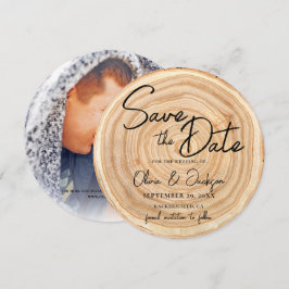 田舎風ウッドフォト 結婚式 Save the Date 招待状