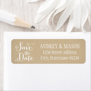 田舎風クラフト紙の結婚式Save the Dateリターンアドレス ラベル