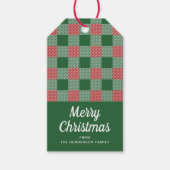 田舎風クリスマス グリーン・チェック柄  ギフトタグ (正面)