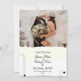 田舎風グリーンSave the Date ウェディング招待状 招待状