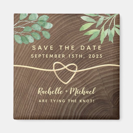 田舎風グリーンSave the Date マグネット (正面)