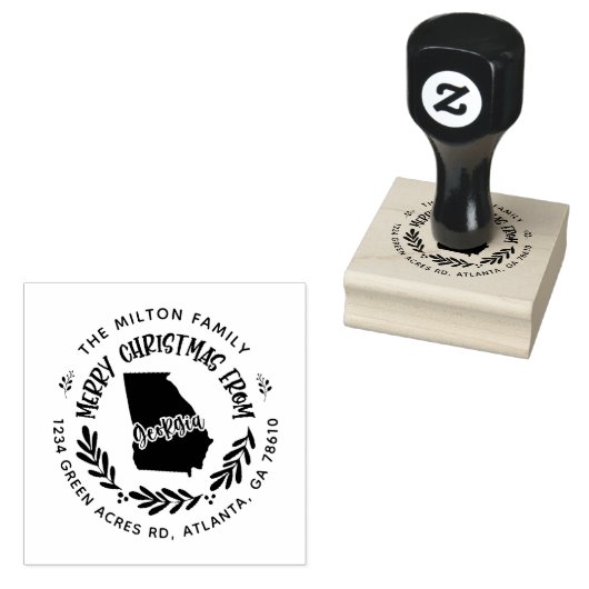 田舎風グルジアのメリークリスマス差出人住所 ラバースタンプ (押印)