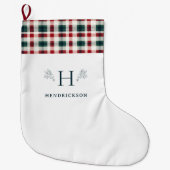 田舎風ファームハウスの家族名のイニシャル ラージクリスマスストッキング (正面)