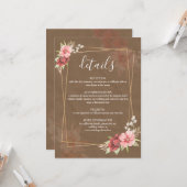 田舎風フラワーの結婚式詳細カード カード (正面/裏面インサイチュ)