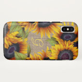 田舎風フラワーひまわりイエロージュートモノグラム Case-Mate iPhoneケース (裏面(横))