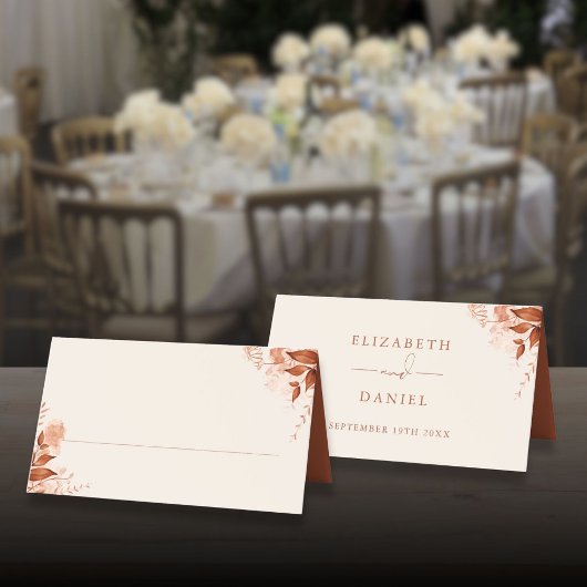田舎風フラワー 秋の結婚式 プレイスカード