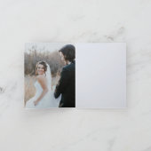 田舎風ブルーの山の水彩結婚式 サンキューカード (内部)