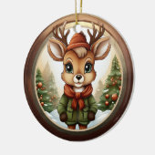 田舎風ホリデートナカイ、クリスマストナカイ、クリスマス🦌🎄 セラミックオーナメント (左)