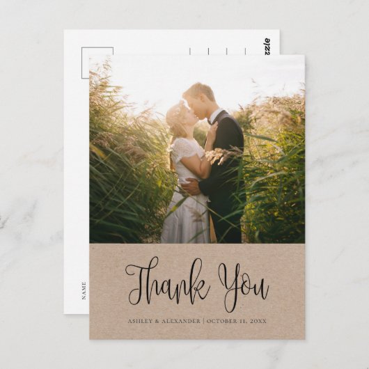 田舎風モダンの結婚ようにクラフト感謝してい書は ポストカード (正面/裏面)