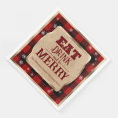 田舎風レッドチェックのクリスマスデザイン Eat Drink and Be Merry (コーナー)