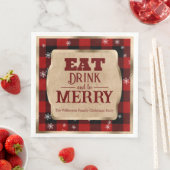 田舎風レッドチェックのクリスマスデザイン Eat Drink and Be Merry (インサイチュ)