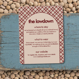 田舎風レッド プリント柄 The Lowdown ウェディング詳細カード エンクロージャーカード
