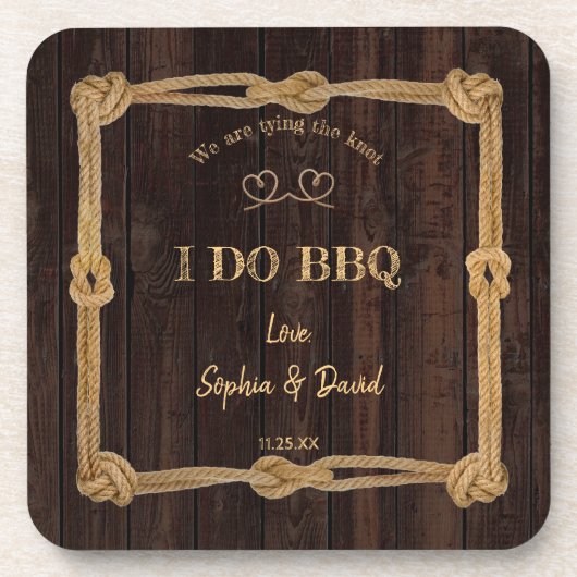 田舎風ロープ ウェディング 結婚するんだ BBQ コースター (正面)