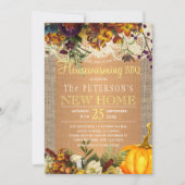 田舎風秋フローラバーラップ引っ越し祝いパーティーbbq 招待状 (正面)