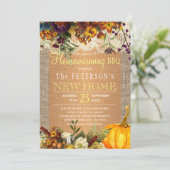 田舎風秋フローラバーラップ引っ越し祝いパーティーbbq 招待状 (スタンド正面)