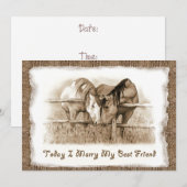 田舎風結婚式招待状:馬と一緒の結婚式 招待状 (正面/裏面)