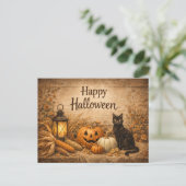 田舎風黒猫のトウモロコシ ハロウィン シーズンポストカード (スタンド正面)