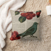 田舎鳥フランスのレトロ植物赤さくらんぼ クッション (ブランケット)