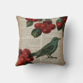田舎鳥フランスのレトロ植物赤さくらんぼ クッション (裏面)