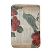 田舎鳥フランスのレトロ植物赤さくらんぼ バスマット (正面縦)